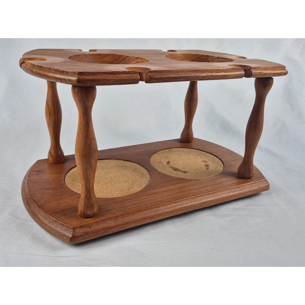 Gailstyn Sutton Teak Wine Butler 2 Bottle 4 Glass Holder Picnic Patio Concert
